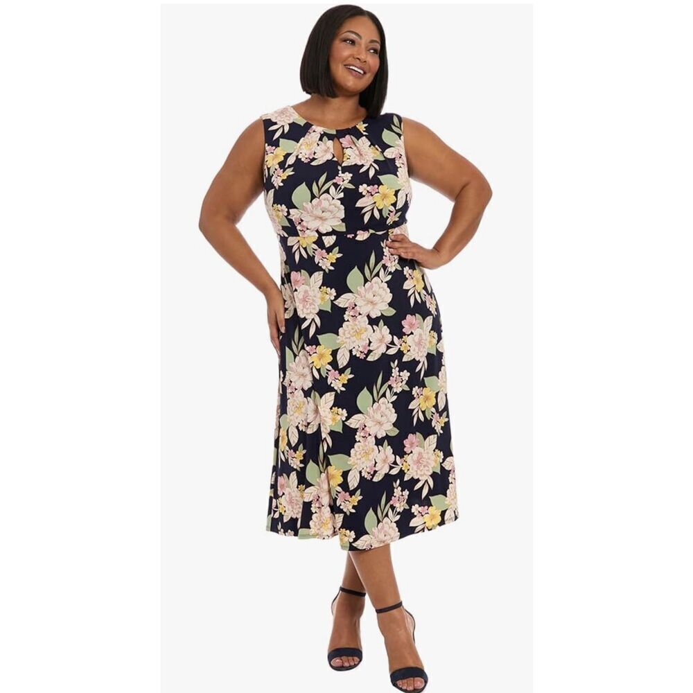 London Times Women's Inset Waist Midi -14P